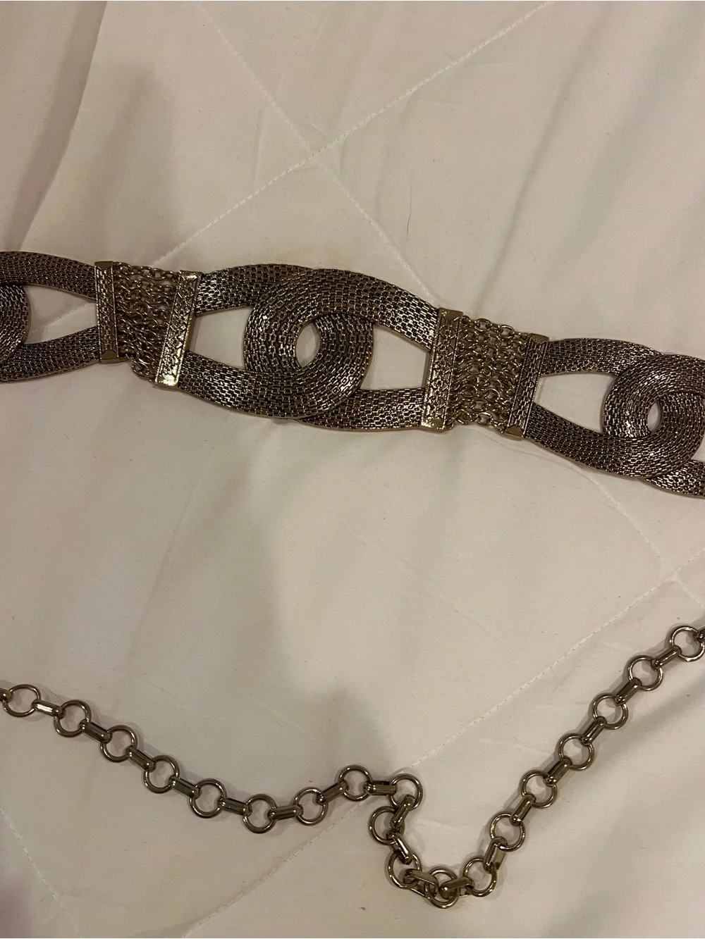 Vintage Chico's Textured Silver Chain-Link Waist Belt
